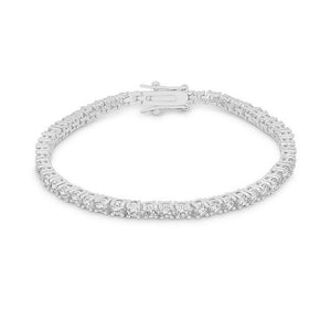 Silvertone Finish Victorian Cubic Zirconia Tennis 7 Inch Bracelet - Jewelry Xoxo