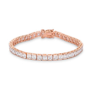 9.7Ct Princess Cut 7in CZ Rose Gold Bracelet - Jewelry Xoxo