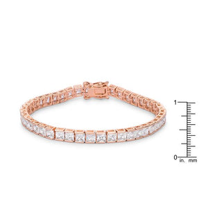 9.7Ct Princess Cut 7in CZ Rose Gold Bracelet - Jewelry Xoxo