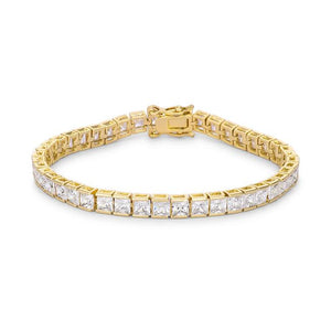 Princess Cut CZ Gold Tone Tennis Bracelet - Jewelry Xoxo