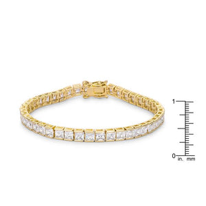 Princess Cut CZ Gold Tone Tennis Bracelet - Jewelry Xoxo