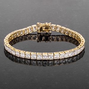 Princess Cut CZ Gold Tone Tennis Bracelet - Jewelry Xoxo