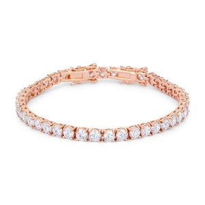 17.6 Ct Rosegold Tennis Bracelet with Shimmering Round CZ - Jewelry Xoxo