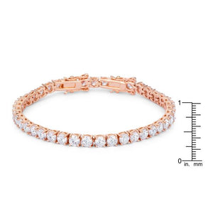 17.6 Ct Rosegold Tennis Bracelet with Shimmering Round CZ - Jewelry Xoxo