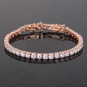 17.6 Ct Rosegold Tennis Bracelet with Shimmering Round CZ - Jewelry Xoxo