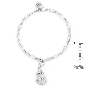 Snowman 0.2ct CZ Rhodium Holiday Charm Bracelet - Jewelry Xoxo