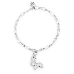 Rudy 0.25ct CZ Rhodium Reindeer Charm Bracelet - Jewelry Xoxo