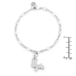 Rudy 0.25ct CZ Rhodium Reindeer Charm Bracelet - Jewelry Xoxo