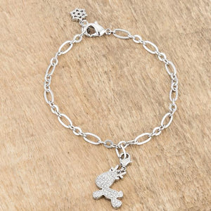 Rudy 0.25ct CZ Rhodium Reindeer Charm Bracelet - Jewelry Xoxo