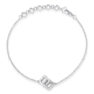 .1 Ct Rhodium Bracelet with Interlocking Floral Links - Jewelry Xoxo