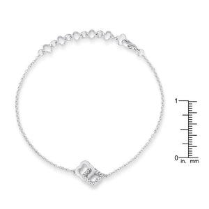 .1 Ct Rhodium Bracelet with Interlocking Floral Links - Jewelry Xoxo