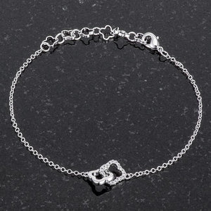 .1 Ct Rhodium Bracelet with Interlocking Floral Links - Jewelry Xoxo