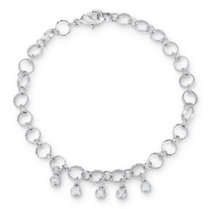 .55 Ct Stunning 8 Rhodium Bracelet with CZ Charms - Jewelry Xoxo