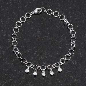 .55 Ct Stunning 8 Rhodium Bracelet with CZ Charms - Jewelry Xoxo