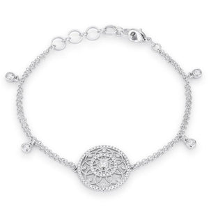 .5 Ct Rhodium Bracelet with Interlocking Circles and CZ - Jewelry Xoxo