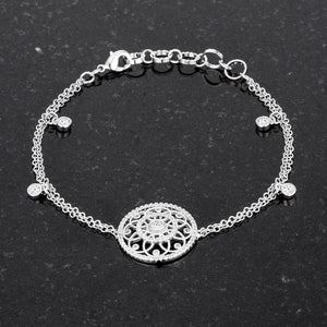 .5 Ct Rhodium Bracelet with Interlocking Circles and CZ - Jewelry Xoxo