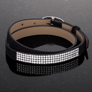 Stylish Black Colored Wrap Bracelet with Crystals - Jewelry Xoxo