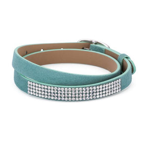 Stylish Turquoise Colored Wrap Bracelet with Crystals - Jewelry Xoxo