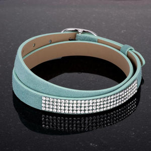 Stylish Turquoise Colored Wrap Bracelet with Crystals - Jewelry Xoxo