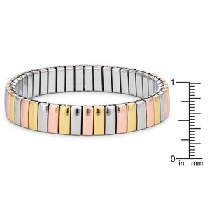 Tri-tone Stainless Steel Stretch Bracelet - Jewelry Xoxo