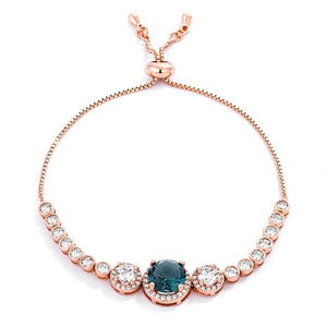 Adjustable Rose Gold Plated Graduated CZ Bolo Style Tennis Bracelet - Jewelry Xoxo