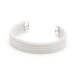 Silvertone Linear Mesh Cuff - Jewelry Xoxo