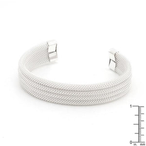 Silvertone Linear Mesh Cuff - Jewelry Xoxo