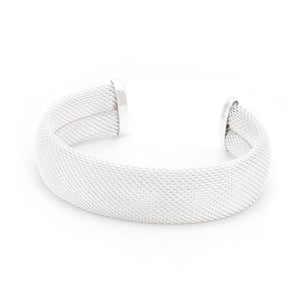 Silvertone Wide Mesh Cuff - Jewelry Xoxo