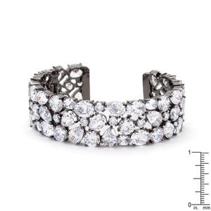 Bejeweled Cubic Zirconia Cuff Black Tone - Jewelry Xoxo