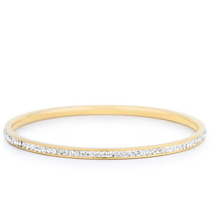 Simple Goldtone Finish Crystal Bangle - Jewelry Xoxo