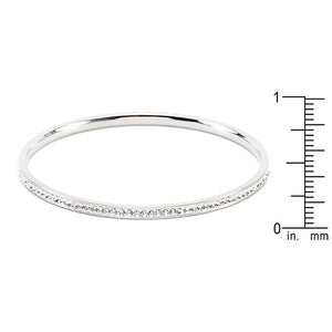 Simple Rhodium Plated Finish Crystal Bangle - Jewelry Xoxo