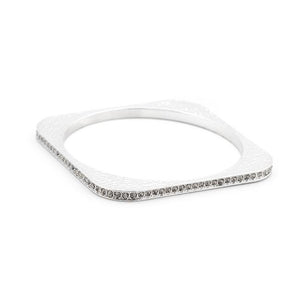 Hammered Cubic Zirconia Square Bangle - Jewelry Xoxo