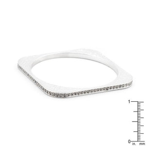 Hammered Cubic Zirconia Square Bangle - Jewelry Xoxo