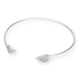 Trendy Rhodium Bracelet with Clear Cubic Zirconia Accents - Jewelry Xoxo