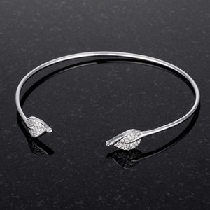 Trendy Rhodium Bracelet with Clear Cubic Zirconia Accents - Jewelry Xoxo