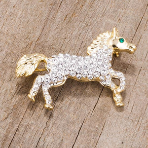 Two-Tone Horse Brooch with Crystals - Jewelry Xoxo