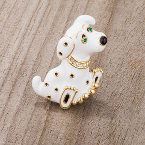 White Dalmatian Brooch With Crystals - Jewelry Xoxo