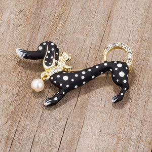 Black Dachshund Brooch With Crystals - Jewelry Xoxo
