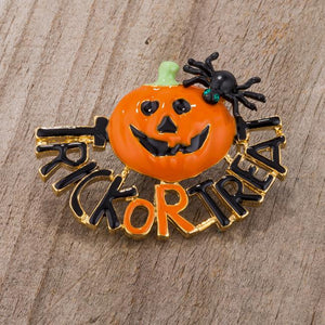 Jack-O-Lantern Brooch With Crystals - Jewelry Xoxo