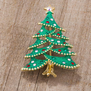 Christmas Tree Brooch With Crystals - Jewelry Xoxo