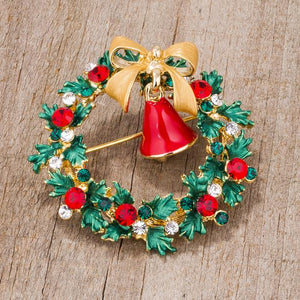 Wreath Brooch With Crystals - Jewelry Xoxo