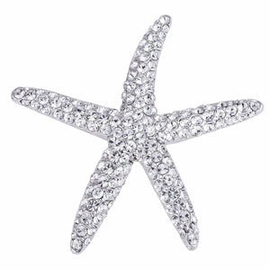 Silvertone Clear Crystal Starfish - Jewelry Xoxo