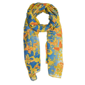 Mustard Marla Floral Scarf - Jewelry Xoxo