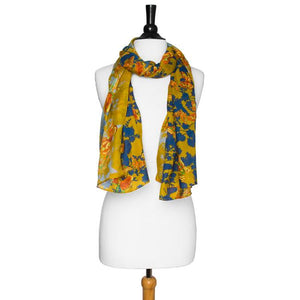 Mustard Marla Floral Scarf - Jewelry Xoxo