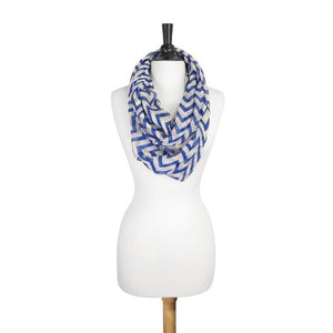 Zig Zag Blue Infinity Scarf - Jewelry Xoxo