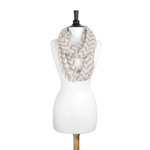 Zig Zag Grey Infinity Scarf - Jewelry Xoxo