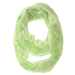 Zig Zag Neon Green Infinity Scarf - Jewelry Xoxo