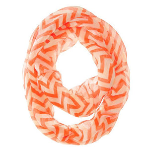 Zig Zag Neon Orange Infinity Scarf - Jewelry Xoxo