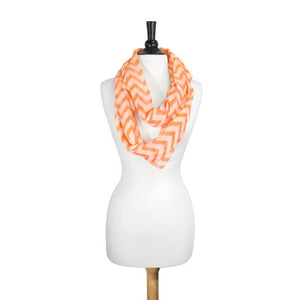 Zig Zag Neon Orange Infinity Scarf - Jewelry Xoxo