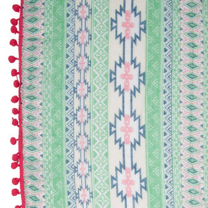 Mara Pink Cultural Print Infinity Scarf With Pom Poms - Jewelry Xoxo